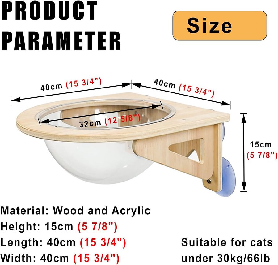 Acrylic Cat Window Perch for Indoor Cats, 20kg/30kg Load Bearing Cat Hammock - Cutier Store