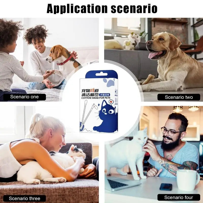 Dog Ear Cleaning Cotton Swabs,Multipurpose Ear Cleaning Cotton Swabs - 50PCS - Cutier Store