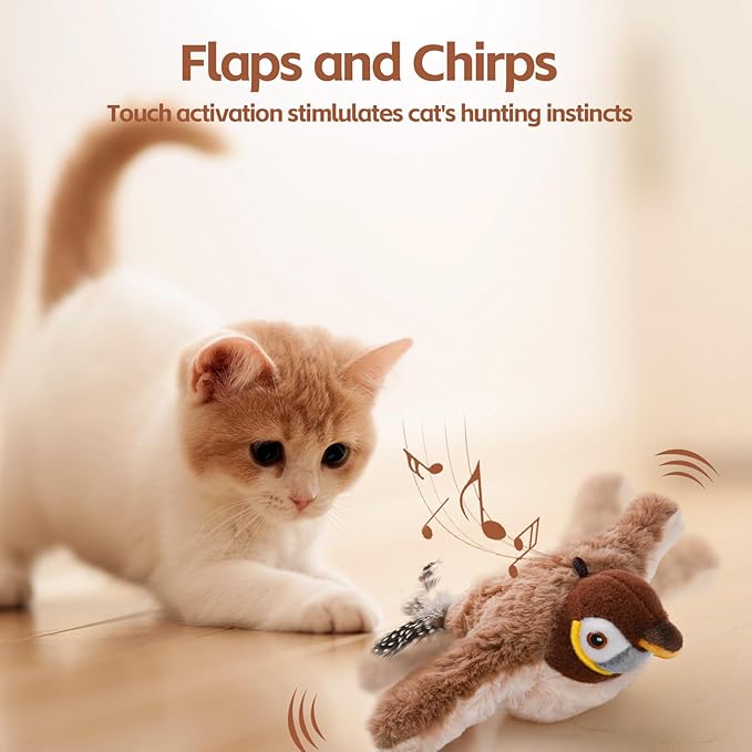Chirping Cute Sparrow flapping Bird cat toy - Cutier Store