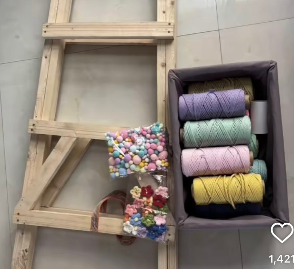 DIY Wooden Cat Climbing Ladder + Colorful Cotton Rope Set