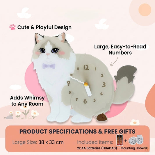 Ragdoll cat wall clock