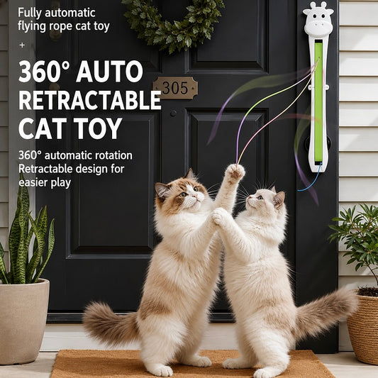 Automatic Retractable Cat Toy | Interactive Wall-Mounted Rope Toy for Cats