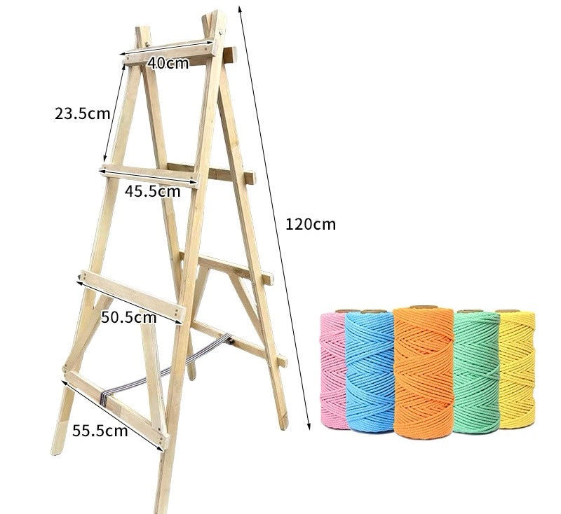 DIY Wooden Cat Climbing Ladder + Colorful Cotton Rope Set