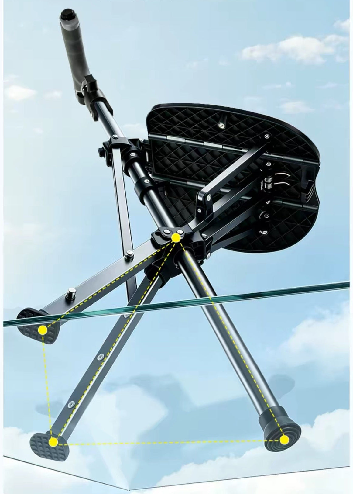 Folding Cane with Seat & LED Light, Adjustable Walking Stick Chair, Supports 330 lbs