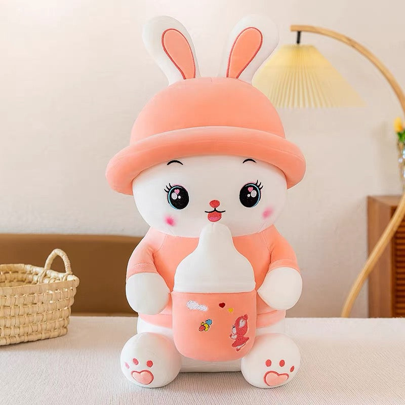 Baby plush bunny bottle doll 45cm