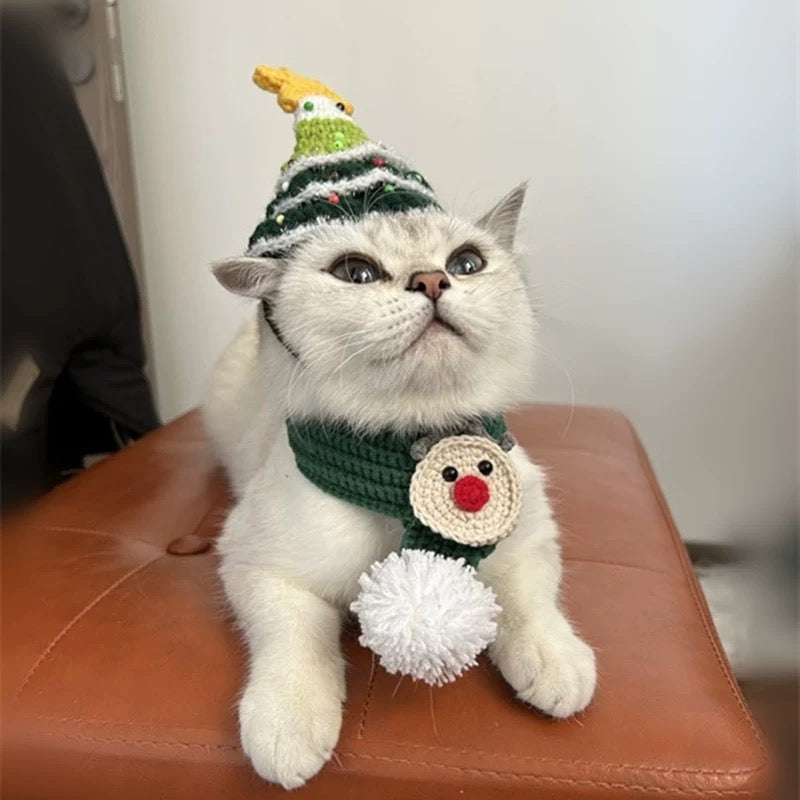 Cute Christmas Handmade Hat and Scarf Set