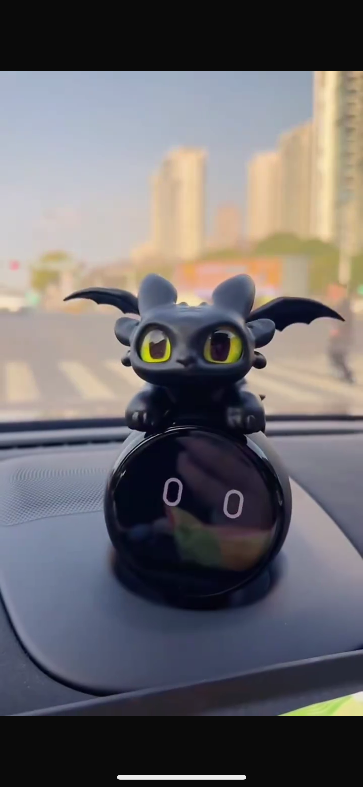 Adorable 3D Printed Black Dragon Car Dashboard Accessory