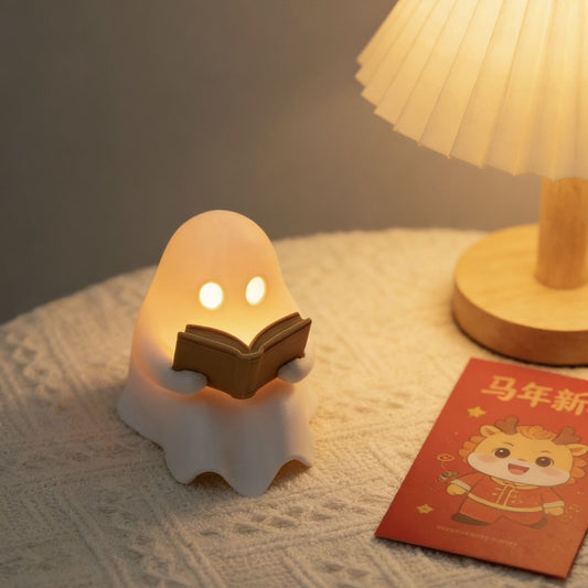 Ghost bookshelf night light library decor gift