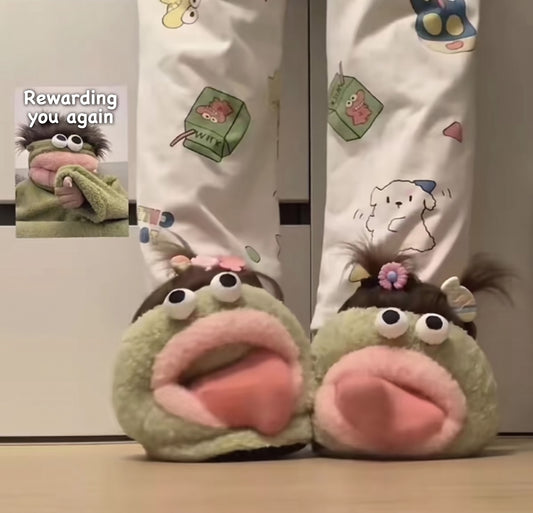 Big Mouth Monster Plush Slippers – Fuzzy Winter House Slippers