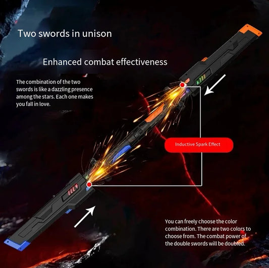 LED Light Sword - Colorful Streaming Spark Blade for Kids (Short Samurai Style)