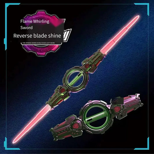 Cyberpunk Dual-Blade LED Sword - Rotating Light Saber with Sound Effects