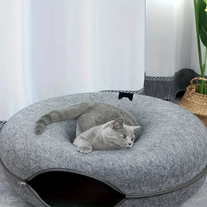 Tire Cat Bed Felt Donut Cat Nest Tunnel, Cat Sleeping Nest House - Cutier Store