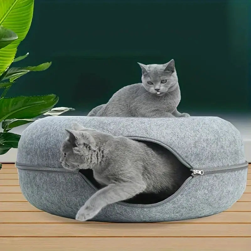 Tire Cat Bed Felt Donut Cat Nest Tunnel, Cat Sleeping Nest House - Cutier Store
