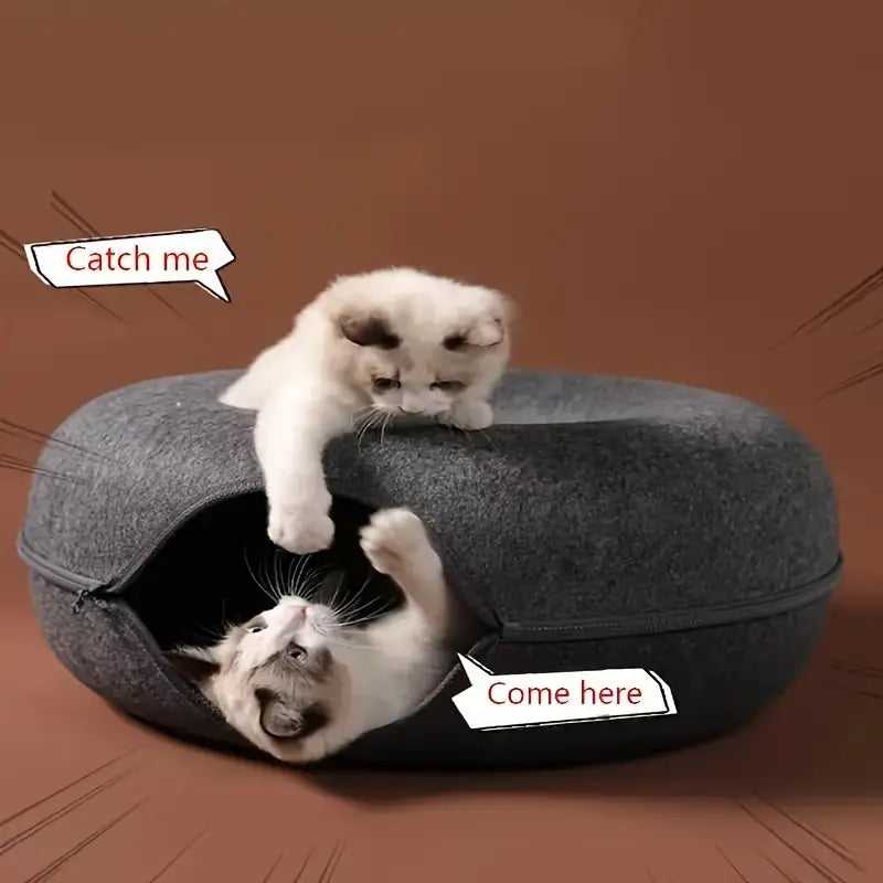 Tire Cat Bed Felt Donut Cat Nest Tunnel, Cat Sleeping Nest House - Cutier Store