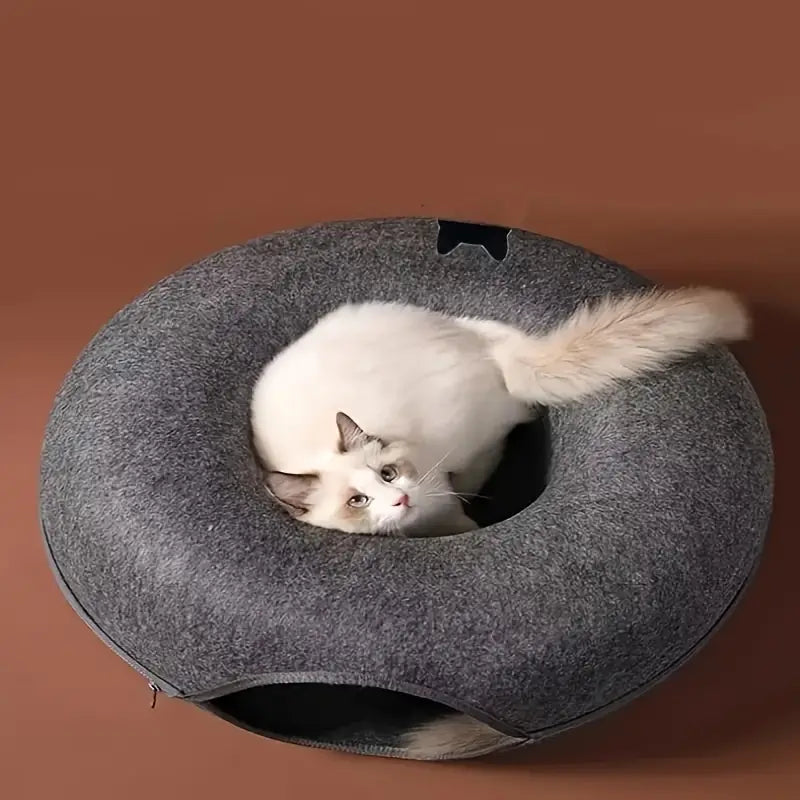 Tire Cat Bed Felt Donut Cat Nest Tunnel, Cat Sleeping Nest House - Cutier Store