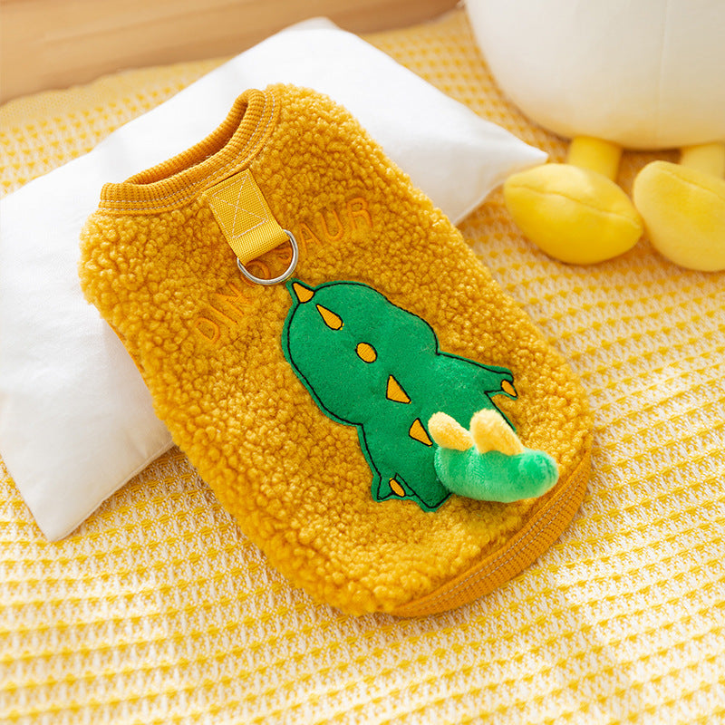 Cute Winter Pet Sweatshirt jacket Cute little dinosaur*can be towed Xxl(recommended weight 15-20catty)