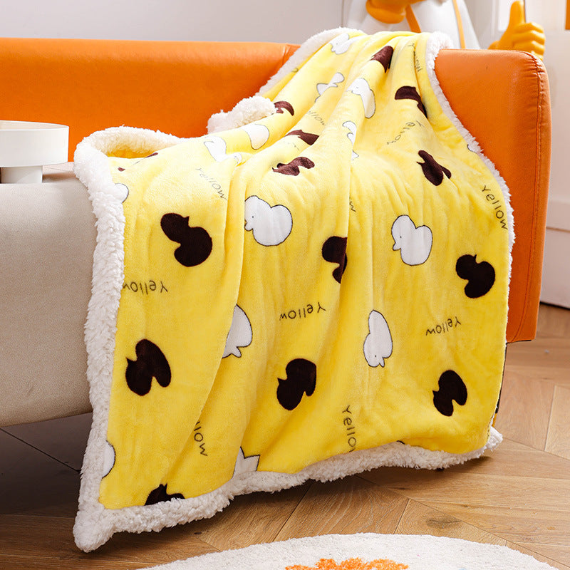 Cute Thick Pet Blanket Double thickened white bottom duck S size 60*40cm