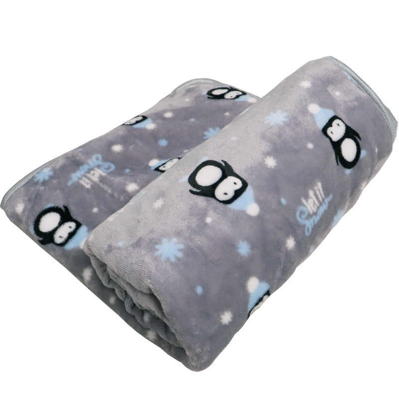Cute Thick Pet Blanket Cute penguin gray M size 70*50cm
