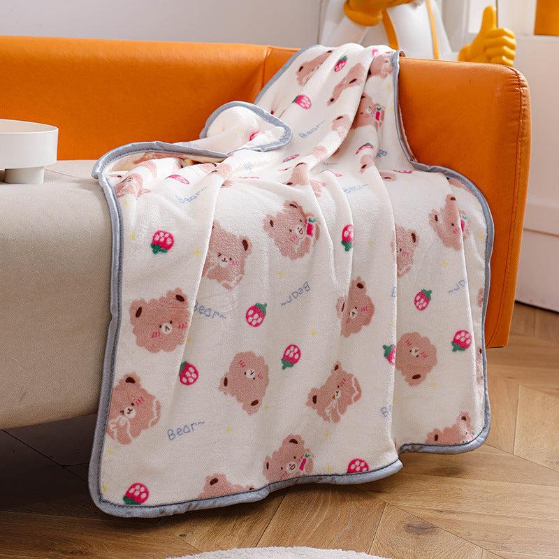 Cute Thick Pet Blanket Strawberry bear L size 100*70cm