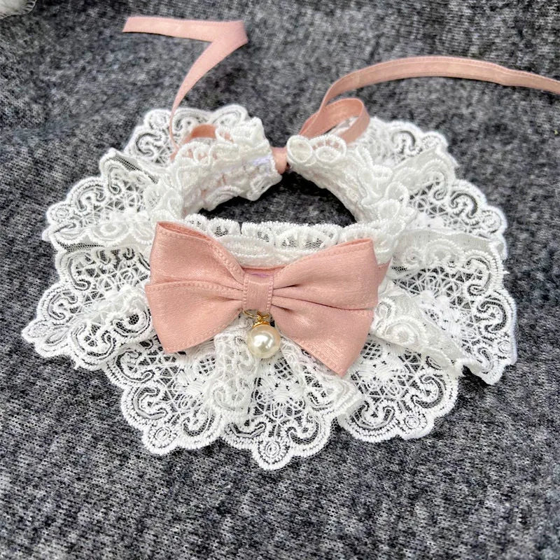 Pearl Pet Collar with Ribbon Bow - Cutier Store