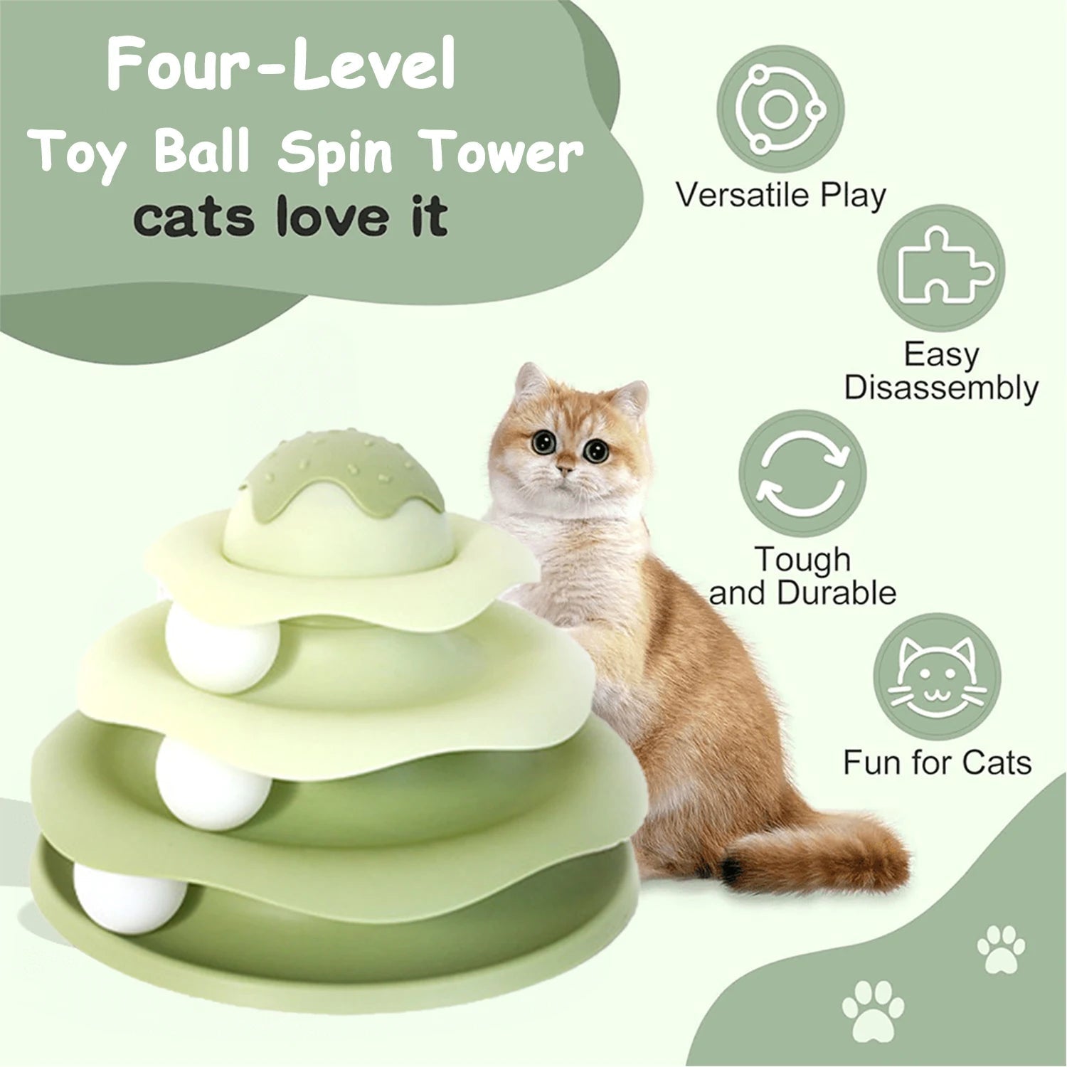 Cat Track Toy – Spinning Tower Ball Roller for Endless Fun - Cutier Store