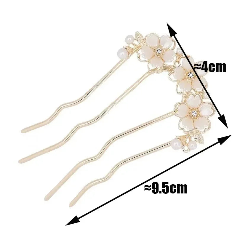Pearl Flower Wavy Hair Combs - Cutier Store