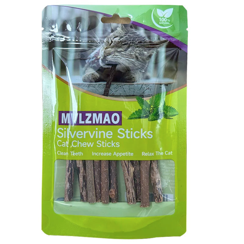 Natural Silvervine Catnip Chew Sticks – Healthy Dental Treat for Cats - Cutier Store