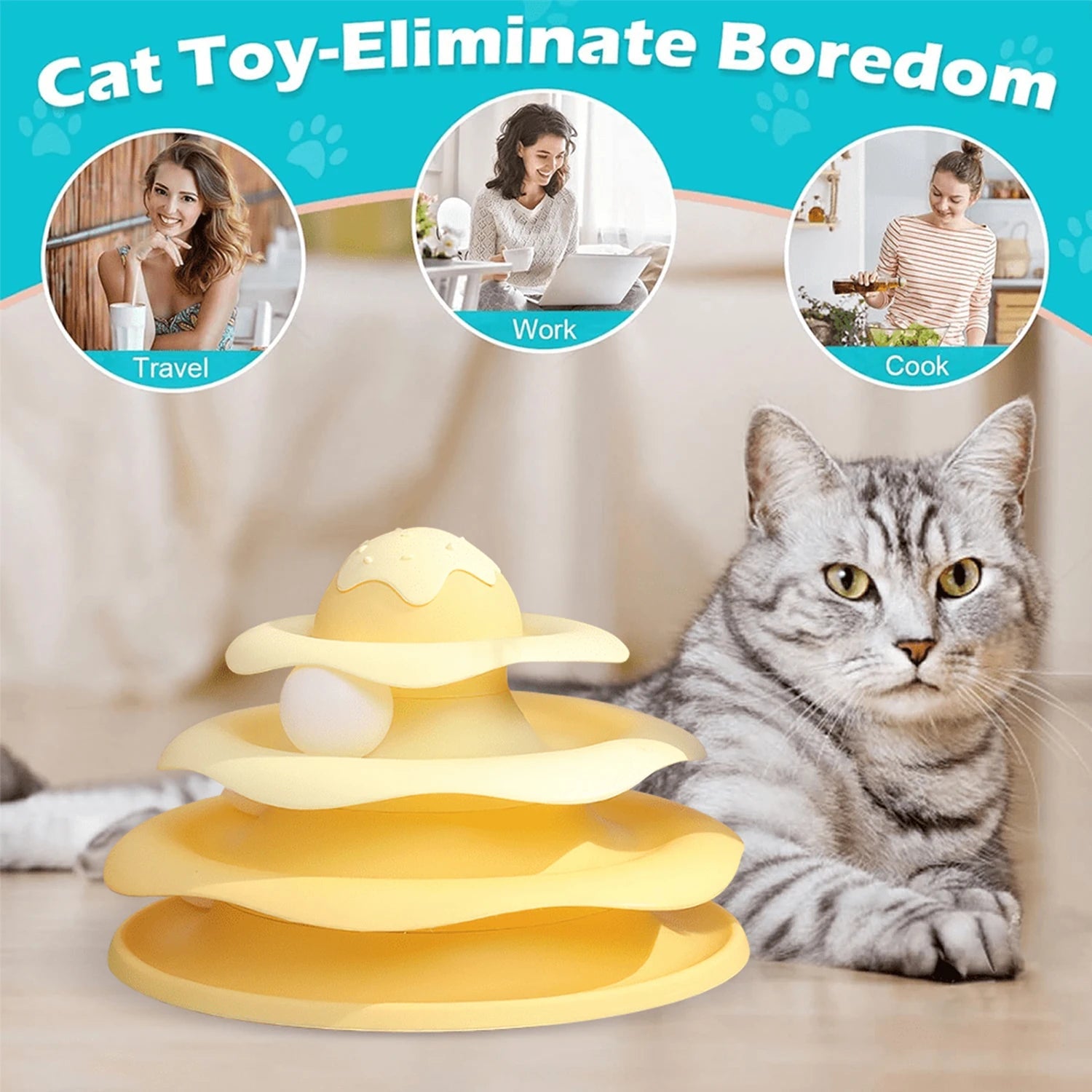 Cat Track Toy – Spinning Tower Ball Roller for Endless Fun - Cutier Store