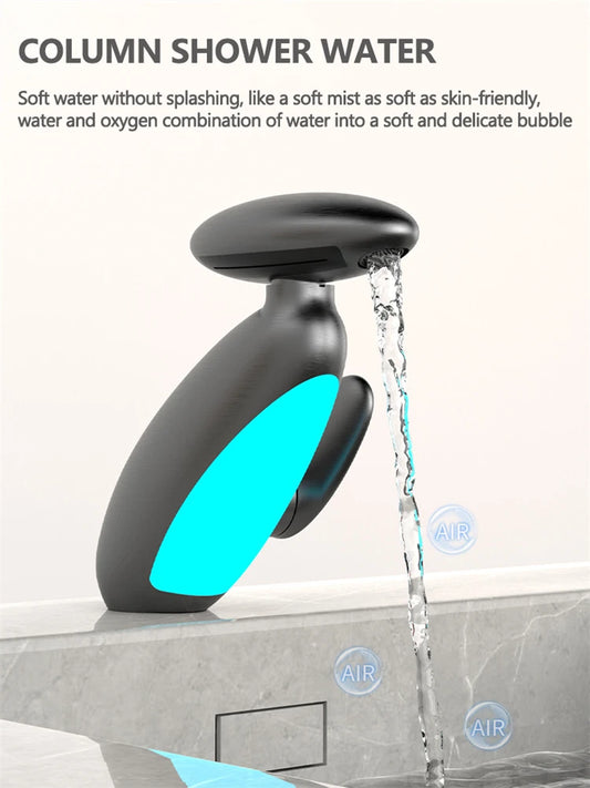 LED Temperature-Sensitive Pull-Out Basin Faucet – 360° Rotating with Ambient Light