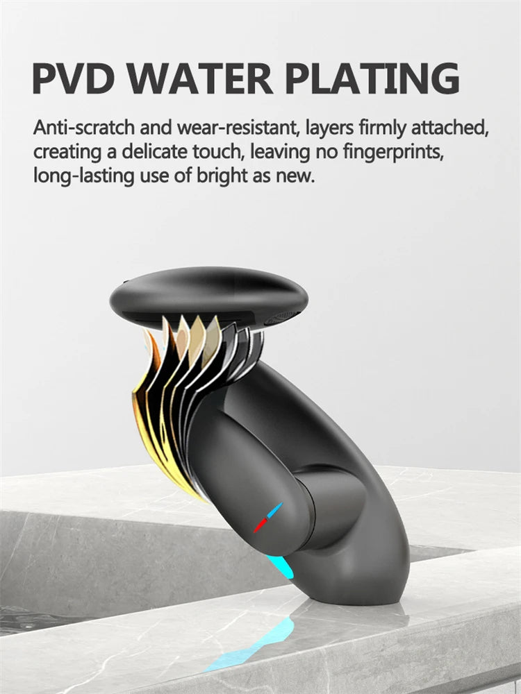 LED Temperature-Sensitive Pull-Out Basin Faucet – 360° Rotating with Ambient Light