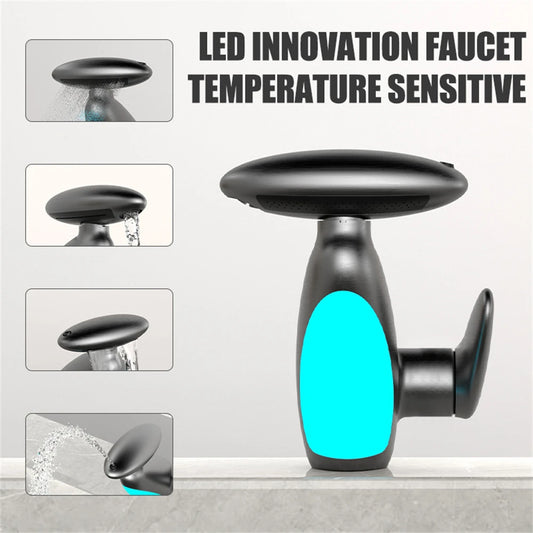 LED Temperature-Sensitive Pull-Out Basin Faucet – 360° Rotating with Ambient Light