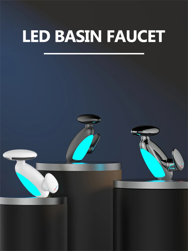 LED Temperature-Sensitive Pull-Out Basin Faucet – 360° Rotating with Ambient Light
