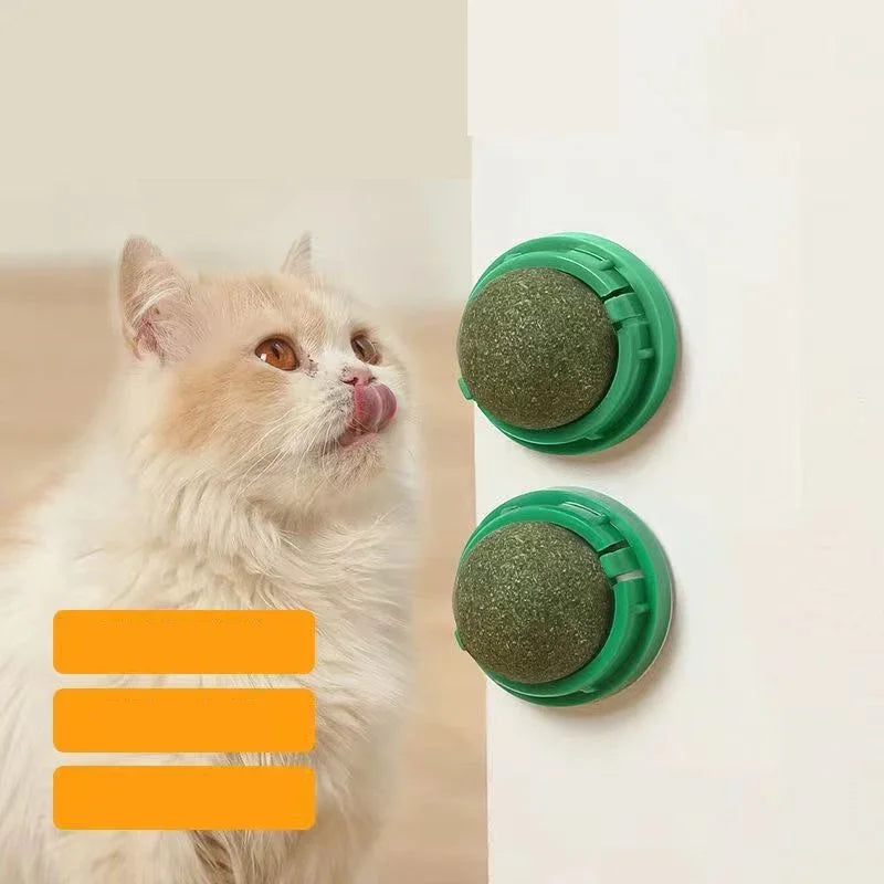 Catnip Wall Stick-On Ball – Healthy Cat Treat & Playtime in One! - Cutier Store