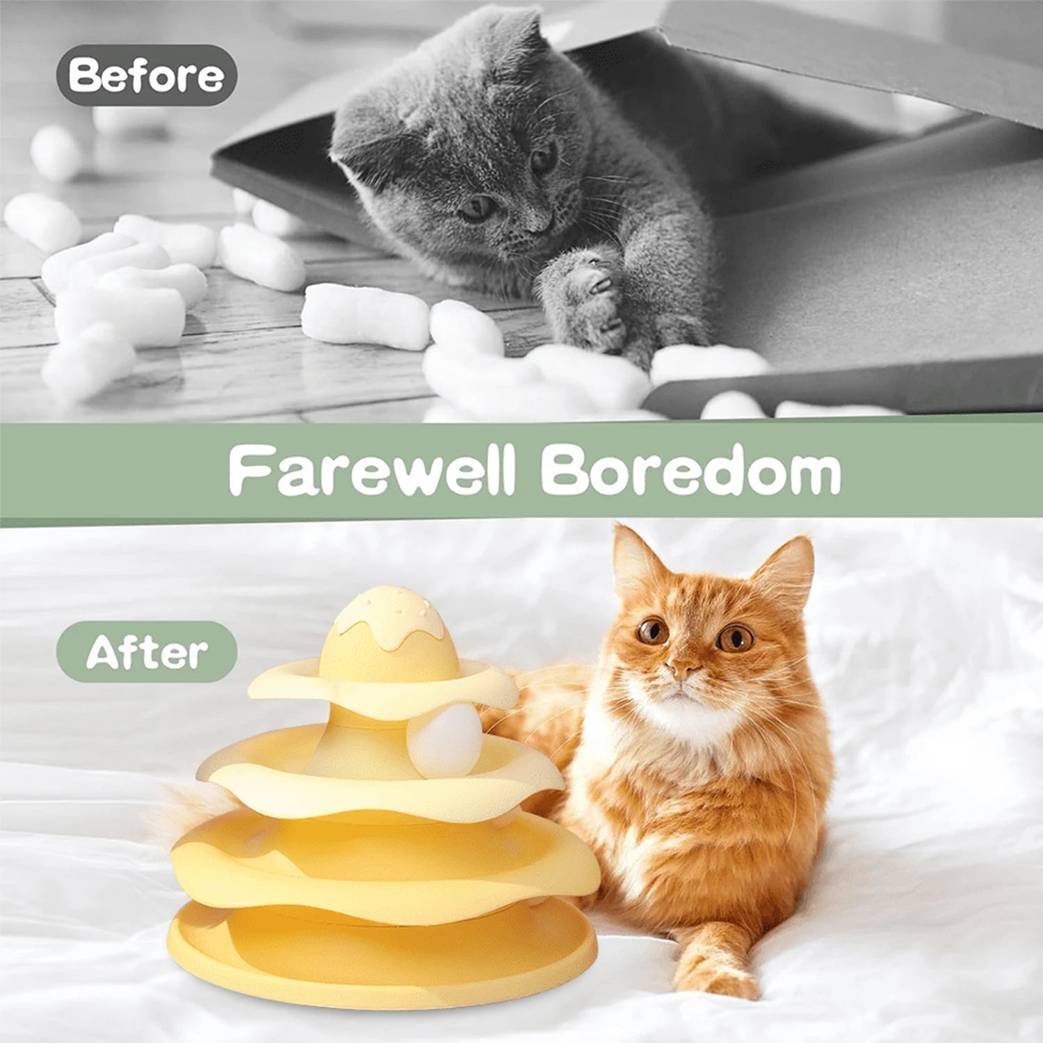 Cat Track Toy – Spinning Tower Ball Roller for Endless Fun - Cutier Store