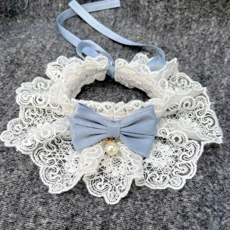 Pearl Pet Collar with Ribbon Bow - Cutier Store
