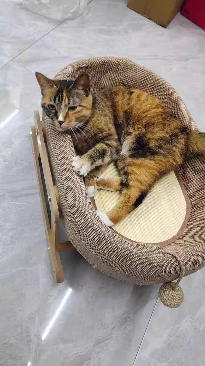 Luxury Bamboo Rocking Cat Bed Sofa – Cool Mat for Ultimate Comfort
