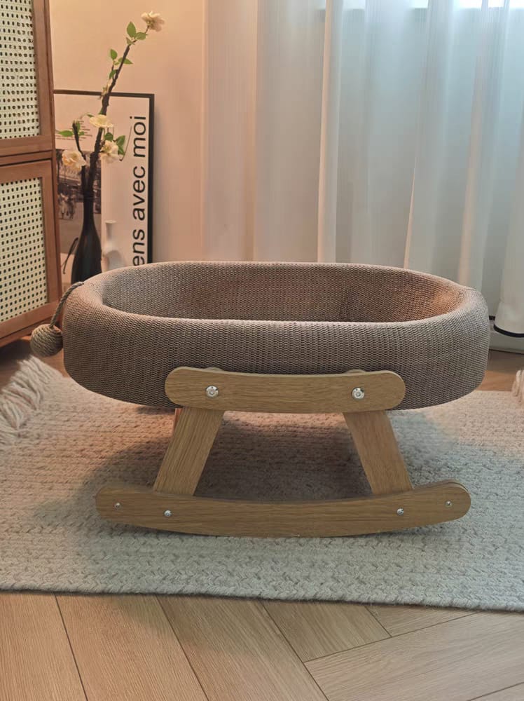 Luxury Bamboo Rocking Cat Bed Sofa – Cool Mat for Ultimate Comfort