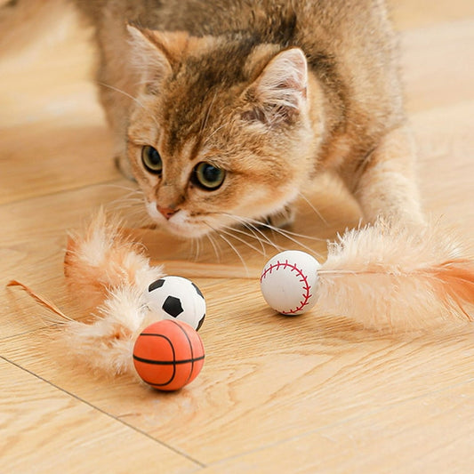 Cat bouncy feather elastic interactive ball - Cutier Store