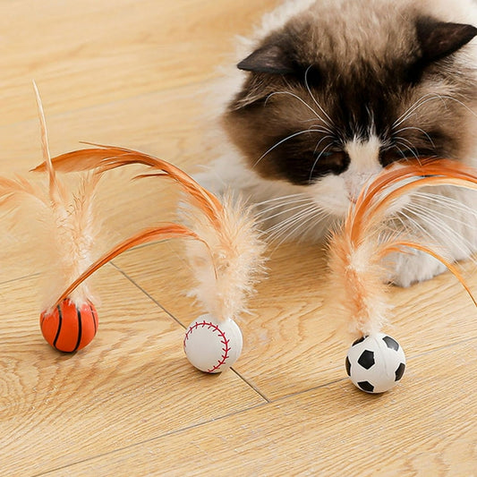 Cat bouncy feather elastic interactive ball - Cutier Store