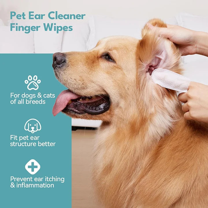 Ear Wipes Finger for Dogs & Cats Comfy Finger Design | 50 Count Pack - Cutier Store