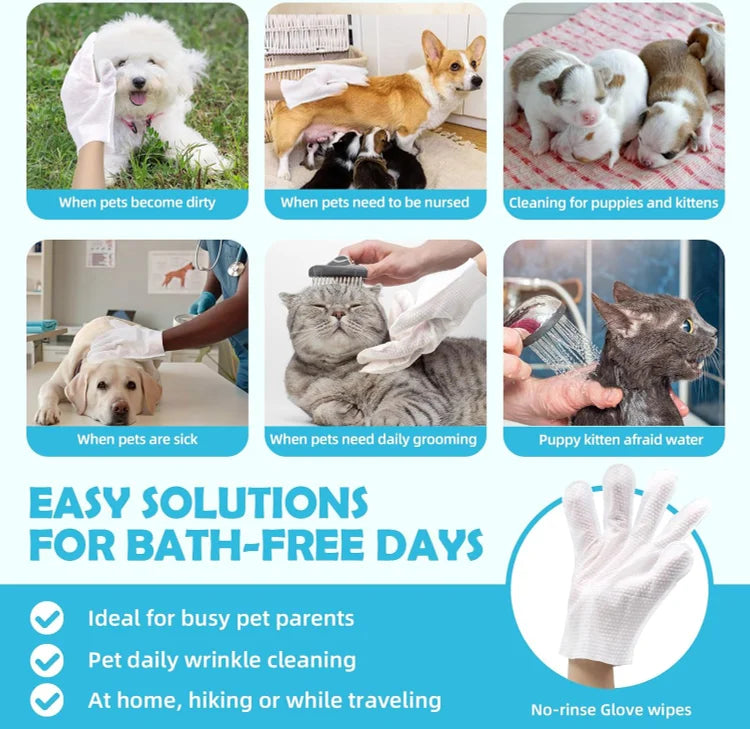Pet Grooming Glove Wipes for Dogs & Cats 6PCS - Cutier Store