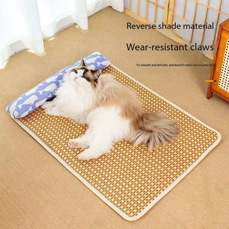 Dual-Sided Pet Cooling Bed – Cold Water Mat & Summer Rattan Pad - Cutier Store