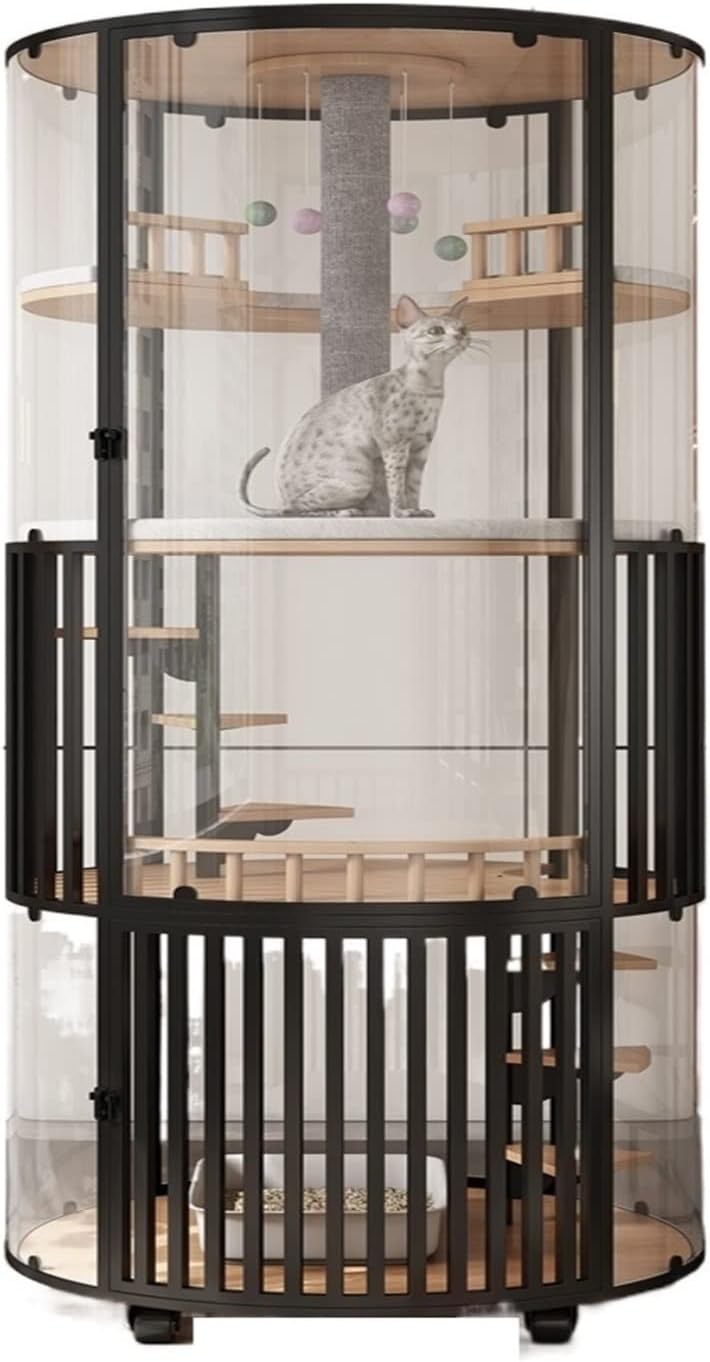 Luxury Cat Tree Tower Capsule House – Multi-Level Cat Condo with Transparent Design (80x187.3 cm)