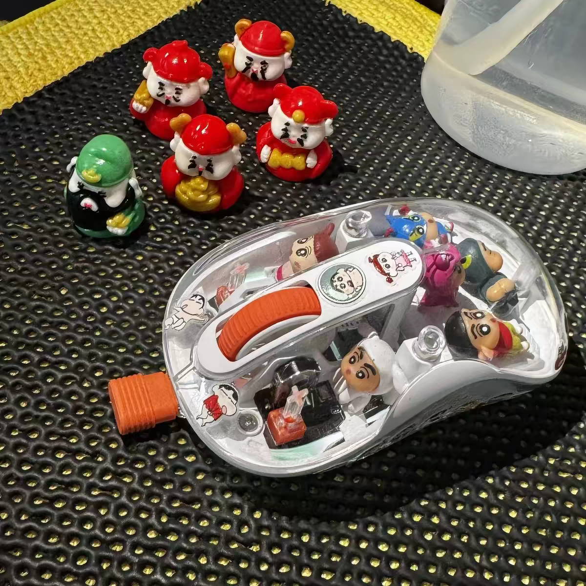 Cute Transparent Wireless Bluetooth Mouse with Mini Cartoon Figures
