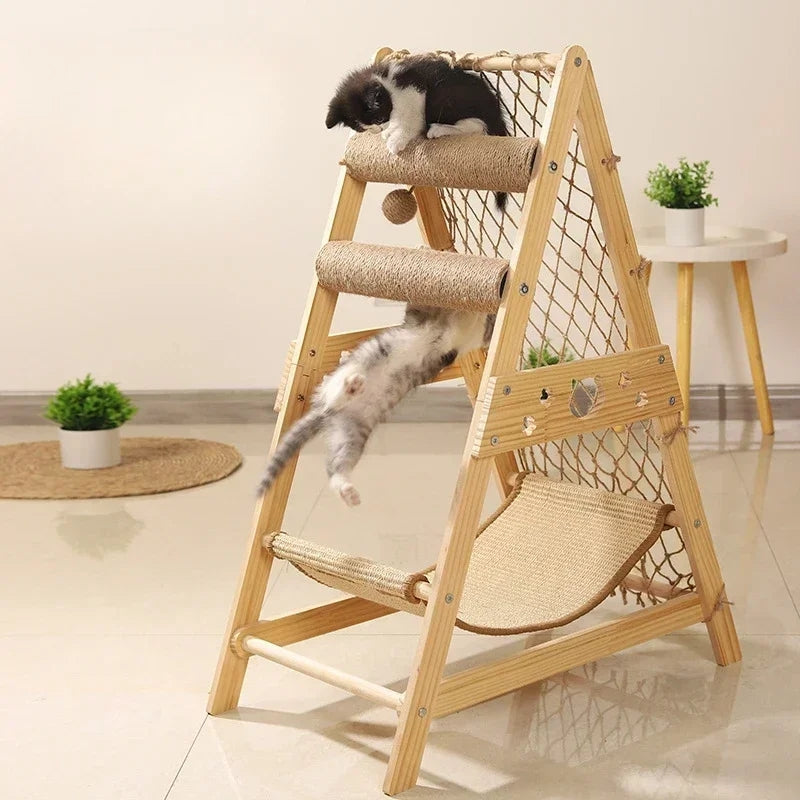 New Large Size Pet Climbing Net Cat Climbing Frame Wooden Cat Nest - Cutier Store