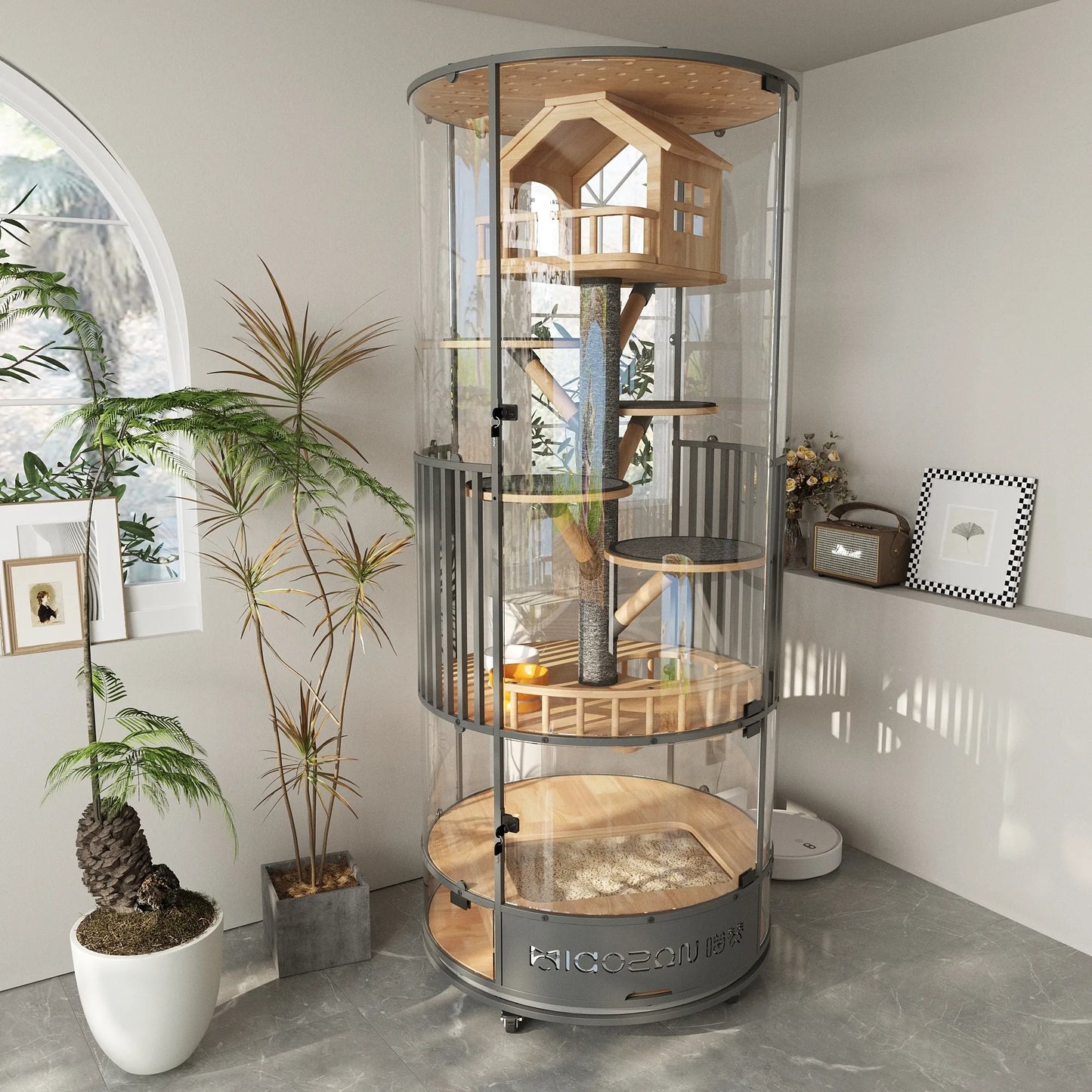 Luxury Glass Cat Villa | 360° MiaoZan Cat House for Modern Homes