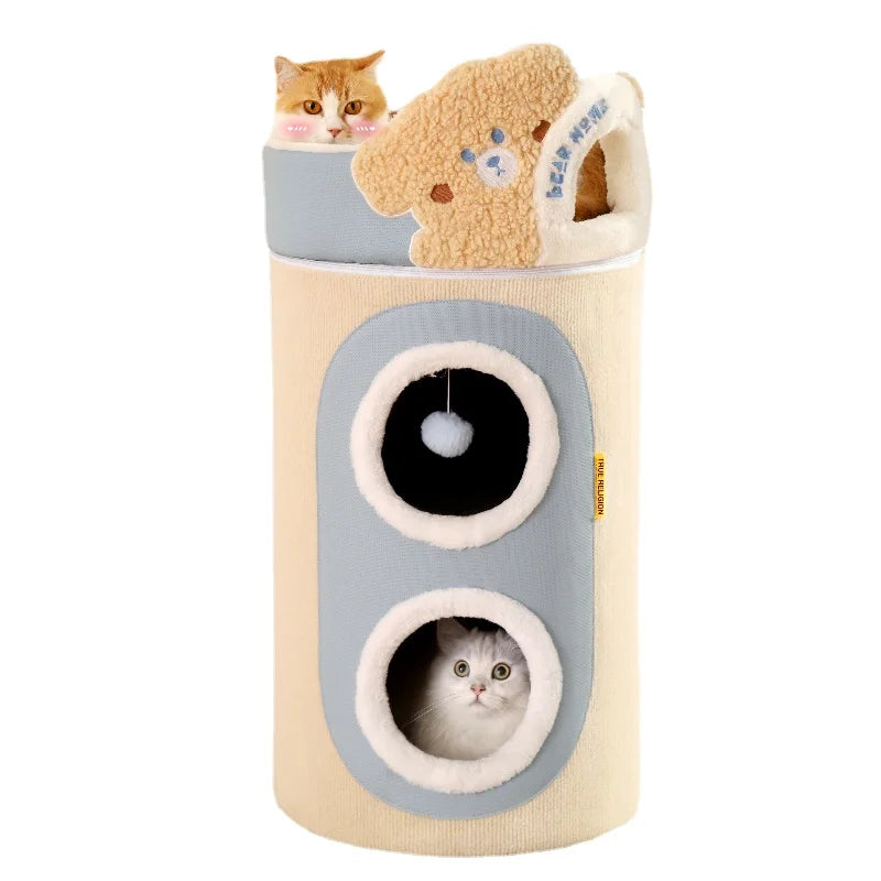 2 Story Cat Barrel Pet Soft Fabric House - Cutier Store