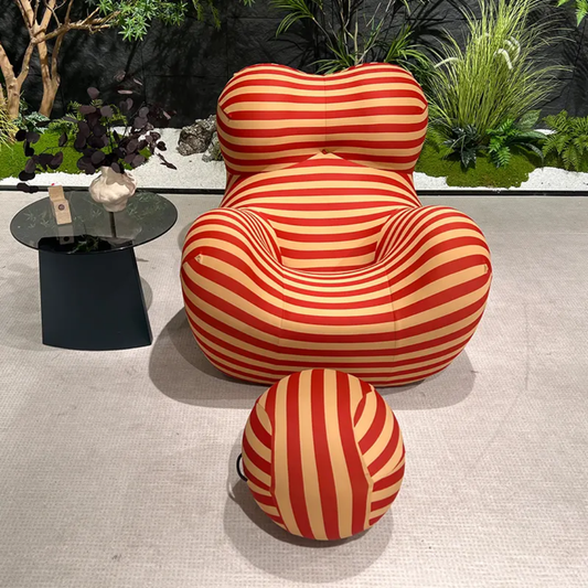 Luxury Modern Statement Lounge Chair & Ottoman – Bold Striped Design for Iconic Interiors
