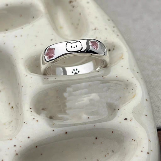 Cute Kitty and puppy Couple Mom gifts rings (2 Pcs) - Cutier Store