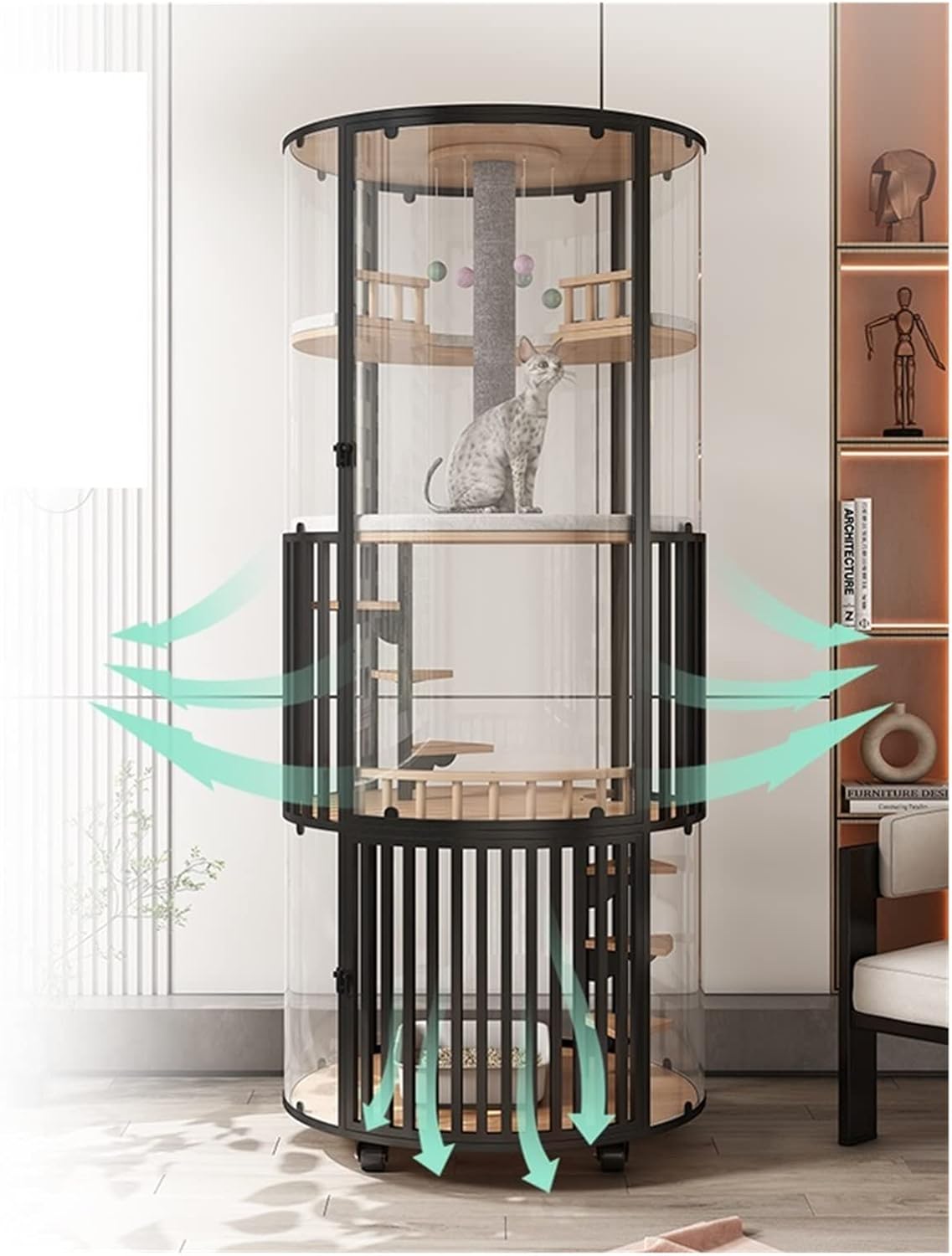 Luxury Cat Tree Tower Capsule House – Multi-Level Cat Condo with Transparent Design (80x187.3 cm)